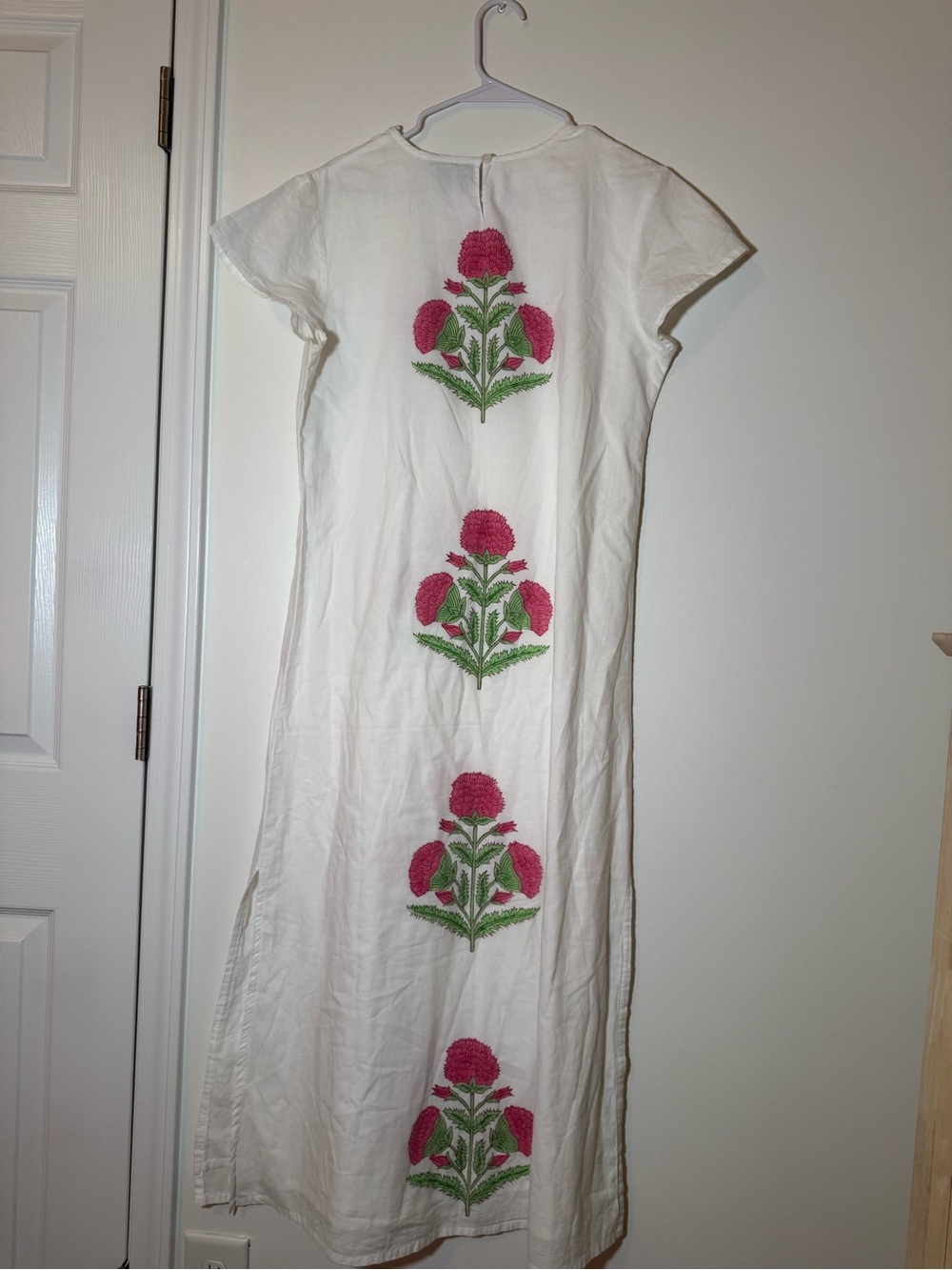 Madison Mathews Anne Maxi Dress White Milos Block Print Size Medium - Picture 9 of 10